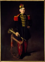 Truppbarn (med trumpet). Målning av Eva Gonzales (1849-1883)