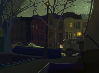 6 AM South Side of Street, Prospect Park (digital konst)