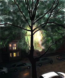 Efter regn, första ljuset, Brooklyn (digital konst)