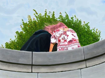 Par i Toulleries trädgård (digital konst)