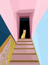 Hund på trappan (digital konst)