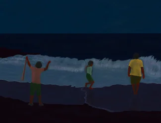 Final fire Island Beach At Night (digital konst)