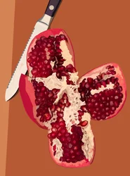 Fyrdelat granatäpple, 2025 (digital konst)