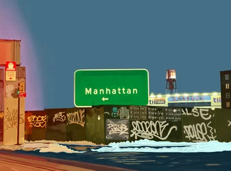 Hamilton Avenue Exit, Brooklyn (digital konst)