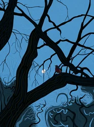 Moon and Robin 7 am, 2025 (digital konst)
