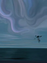 Hav och moln med Octopus Kite (digital konst)