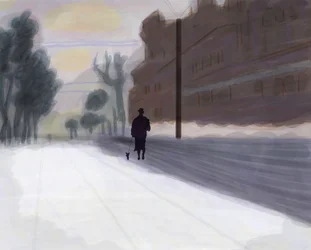 Prospect Park, västerut efter snöfall (digital konst)