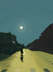 Sol och kvinna går på Ninth Street (digital konst)