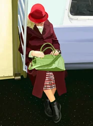 Kvinna på tunnelbanan (digital konst)
