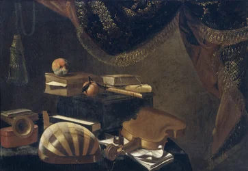 Stilleben med musikinstrument