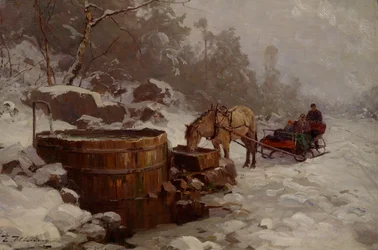 Vid vattenstationen (olja på duk)