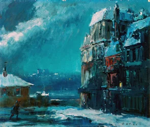 Vinternatt, Paris (olja på pannå)