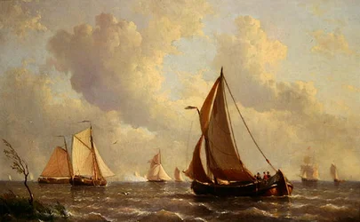 Boats Leaving Harbor (olja på duk)