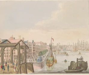Exteriör i Amsterdam, ca 1810-1813 Vue du Buitenkant le long de l