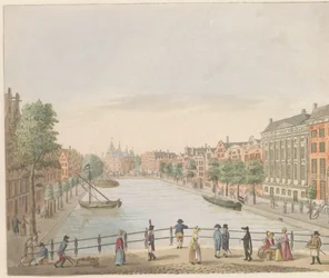 Kloveniersburgwal i Amsterdam, ca 1810-1813 Vue du Kloveniers Burgwal et de la Maison de Trip, du Hoog-Straat au Marché Neuf (titel på objekt)