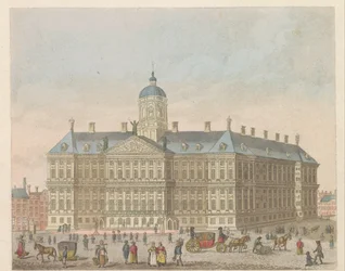 Kungliga slottet på Dam-torget, ca 1810-1813 Vue du Palais Roijal, et de la Place le Dam (titel på objekt)