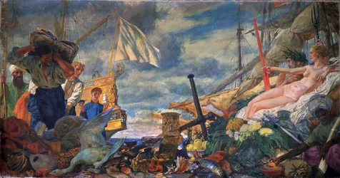 Allegori över internationell handel. Rysk konst, sent 1800-tal till tidigt 1900-tal. Statliga Tretjakovgalleriet, Moskva.