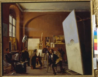 Ateljén för målaren greve Vasily Maksutov (Ateljén för målaren greve V. Maksutov). Målning av Yevgraf Semyonovich Sorokin (1821-1892), olja på duk