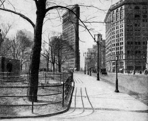 Flatiron Building och Madison Square, New York City, USA, c1930-talet