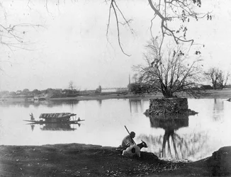 Jhelumfloden, Shadipur, Kashmir, Indien, tidigt 1900-tal