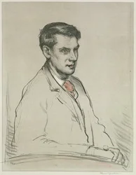 Porträtt av Alfred Orage (penna och akvarell på papper)