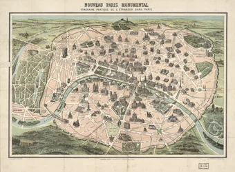 Utvalda byggnader visas med bild. Fågelperspektiv. LC-kopia monterad på tyg. Tillgänglig även via Library of Congresss webbplats som en rasterbild