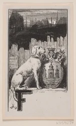 Initial vinjett."F" med en hund och Köpenhamns vapen