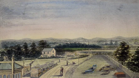 Vy från bron vid järnvägsstationen, Lingfield, Surrey mot Crowhurst