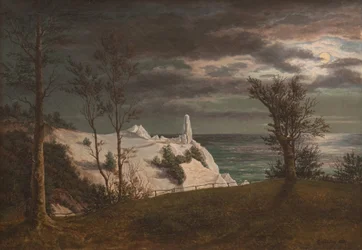 "Sommarspiran" på kritklipporna på ön Møn. Månsken