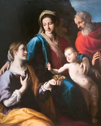Madonna med barn, Saint Joseph och Saint Lucia