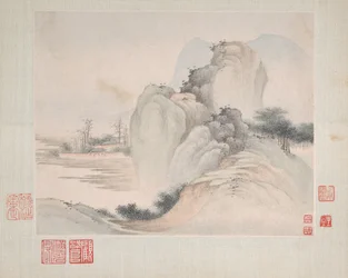 Landskap målade för Yuweng, daterade 1673.