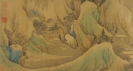 Reser vid gryningen i de snöiga foten, Qingdynastin, 1600-talet.