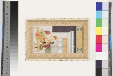 Dipak Raga, ca 1750 (ogenomskinlig akvarell & guld på papper, monterad på en albumsida)