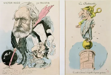 Karikatyrer av Victor Hugo (1802-85) och Napoleon III (1809-73), 1870