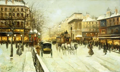 Paris Street Scene (olja på duk)