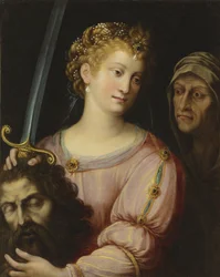 Judith med huvudet av Holofernes (olja på duk)