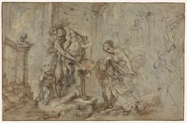 Aeneas räddar Anchises vid Trojas fall