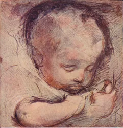 Study of a Sleeping Baby, c1500-talet, 1903