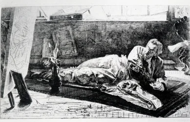 Carthusian eller At the Charterhouse of Pavia (etsning)