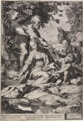 Vilan på återkomsten från Egypten, graverad av Cornelis Cort, 1575