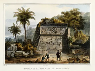 Ruinerna av pyramiden i Xochicalco, 1839?