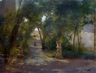 Villa i Portici, målning av Federico Rossano (1835-1912)