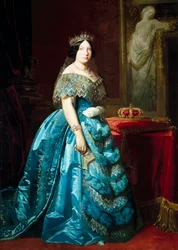 Porträtt av Isabella II, drottning av Spanien (Isabella av Bourbon eller Isabel de Borbón)