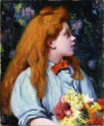 Flicka med blommor av Zandomeneghi, Federico