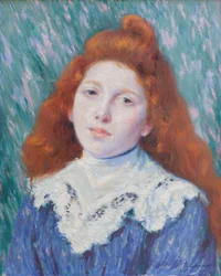 Flicka med vit krage, ca 1890 (olja på duk)