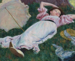 Impressionism: Liggande kvinna par Zandomeneghi, Federico (1841-1917), ca. 1890. Olja på duk, 50x60. Privat samling