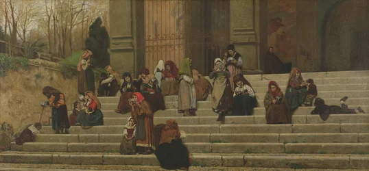 De fattiga på trappan till klostret Ara Coeli i Rom, 1872