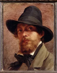 ""Självporträtt"" Målning av Feodor Andreyevich Bronnikov (1827-1902) 1856 State V. Tropinin-Museum, Moskva
