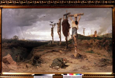 Det förbannade fältet, avrättningsplats i det antika Romarriket. Målning av Feodor Andreyevich Bronnikov (1827-1902).