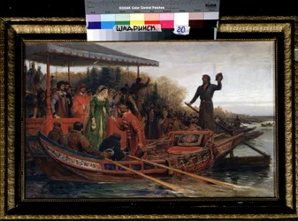 Storhertiginnans mottagning (Tsarevnas mottagning). Målning av Feodor Andreyevich Bronnikov (1827-1902), olja på duk